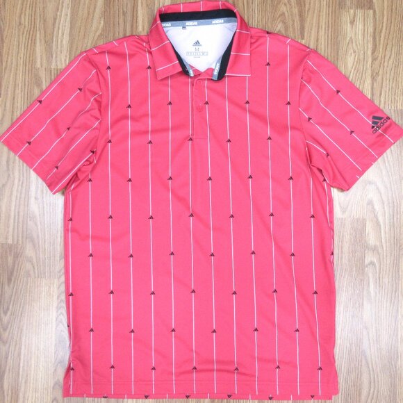 ADIDAS GOLF POLY/SPANDEX REGULAR FIT SHIRT PINK STRIPE MEDIUM, M - Picture 1 of 5